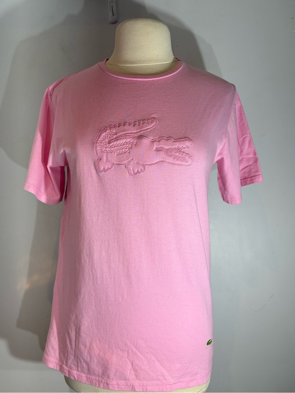 Lacoste Pink Embroidered Crocodile Cotton Stretch T-Shirt